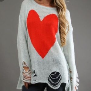 Wildfox Lennon Red Heart Sweater